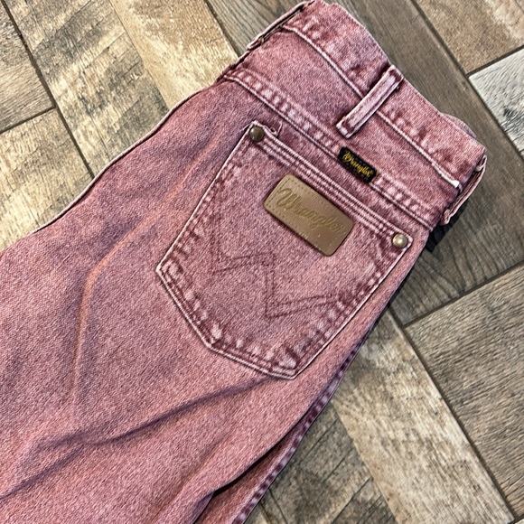 Vintage 90s Wrangler Maroon Plum Overdyed Cowboy Cut Acid Wash Jeans 33x32 - Picture 3 of 4